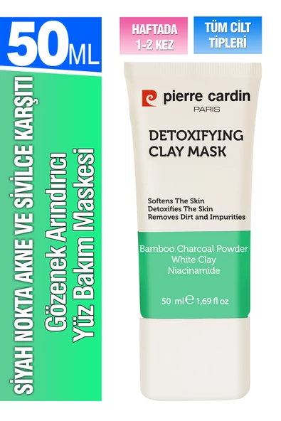 Pierre Cardin Siyah Nokta Akne Ve Sivilce Karşıtı, Gözenek Arındırıcı Yüz Bakım Maskesi 50 ml ürün görseli 1