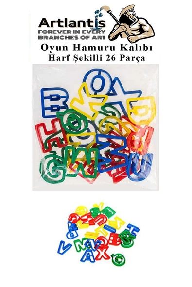 Oyun Hamur Kalıbı Merdane Poşetli Harfler 26 Parça 1 Paket Eğitici Etkinlik Kalıp ürün görseli 1