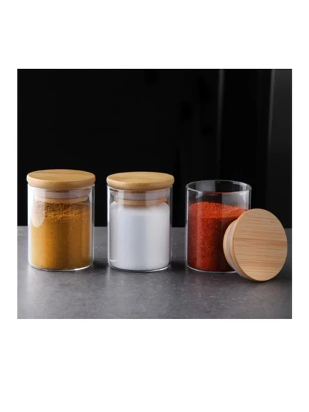 Gönül GNL3833 Bambu Kapaklı Borosilikat Cam Kavanoz 5.5x7 cm 1 Adet ürün görseli 1