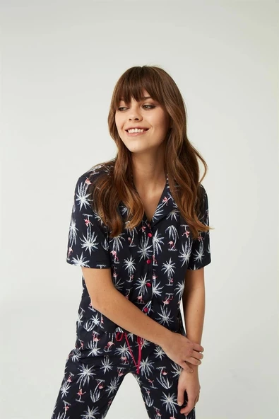 Pijama Takım Pamuk Amelie Navy 2'li Takım ürün görseli 1