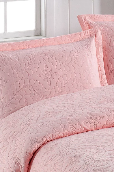 Ivy Pudra Çift Kişilik Microfiber Kapitone Yatak Örtüsü - Resim 2