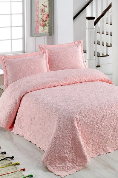 Ivy Pudra Çift Kişilik Microfiber Kapitone Yatak Örtüsü ürün görseli 1