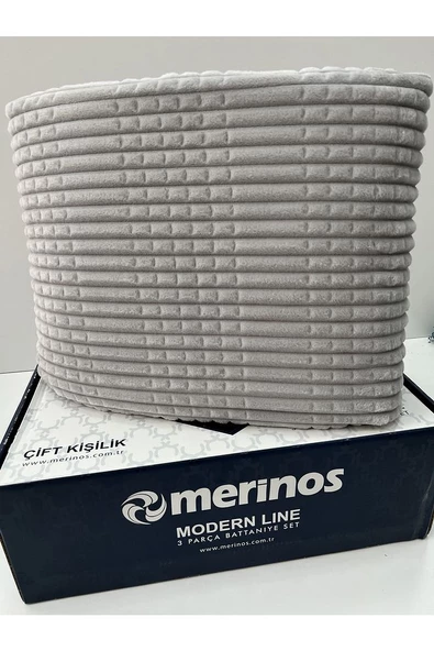 Modern Line 3 Parça Battaniye Seti Açık Gri Renk Tek Ebat Beden ürün görseli 1