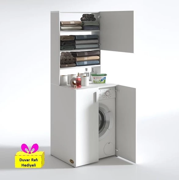 Kenzlife çamaşır makinesi dolabı kasparov byz kurutma dolabı + tekli duvar rafı hediyeli ürün görseli 1