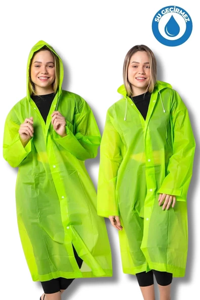 By Marine Kadın Erkek Yağmurluk Kapüşonlu Çıtçıtlı Eva Yeşil Yağmurluk BYMMRC881R12 ürün görseli 1
