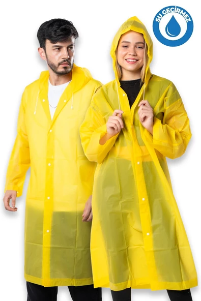 By Marine Kadın Erkek Yağmurluk Kapüşonlu Çıtçıtlı Eva Sarı Yağmurluk BYMMRC881R01 ürün görseli 1