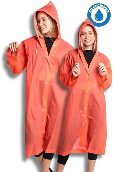 Kadın Erkek Yağmurluk Kapüşonlu Çıtçıtlı Eva Turuncu Yağmurluk BYMMRC881R14 ürün görseli 1