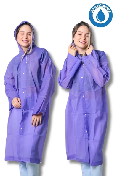 By Marine Kadın Erkek Yağmurluk Kapüşonlu Çıtçıtlı Eva Mor Yağmurluk BYMMRC881R09 ürün görseli 1