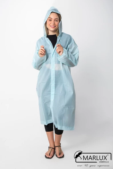 Kadın Erkek Yağmurluk Kapüşonlu Çıtçıtlı Eva Bebe Mavi Yağmurluk M21MRC881R10 ürün görseli 1
