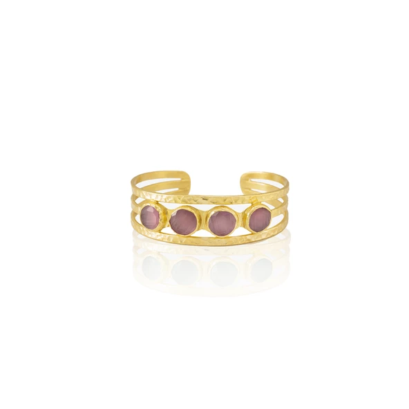 Kadir Jewellery 22 Ayar Altın Kaplama El İşçiliği Zirkon Taşlı Kadın Kaburga Bilezik ürün görseli 1