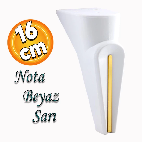 Nota Mobilya Kanepe Sehpa TV Ünitesi Koltuk Ayağı Baza Ayakları Beyaz Altın Gold Sarı 16 cm ürün görseli 1