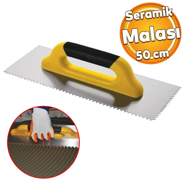 Metal Plastik Sap Sağlam Seramik Mala 50 cm Harç Derz Sıva Yüzey Düzleştirme Fugas Malası Saten ürün görseli 1