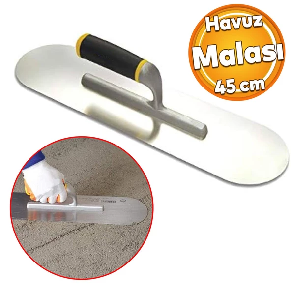 Metal Elastomer Saplı Havuz Malası 45 cm Harç Derz Sıva Yüzey Düzleştirme Beton Çimento Mala Saten ürün görseli 1