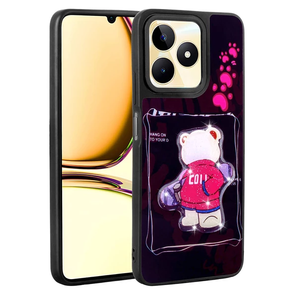 REALME C53 4G Kılıf Parlayan Kabartmalı İkonik Figürlü Amas Silikon Kapak ürün görseli 1