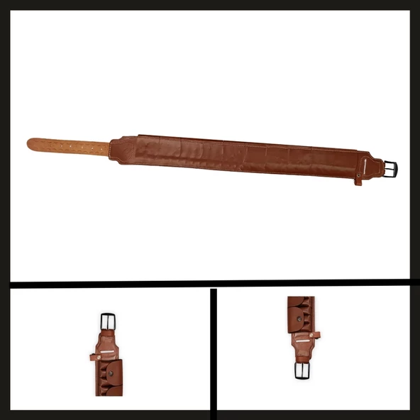 Uyguna-Yakala Kahve Hakiki Deri Kapaklı Fişeklik-KLK.010 ürün görseli 1