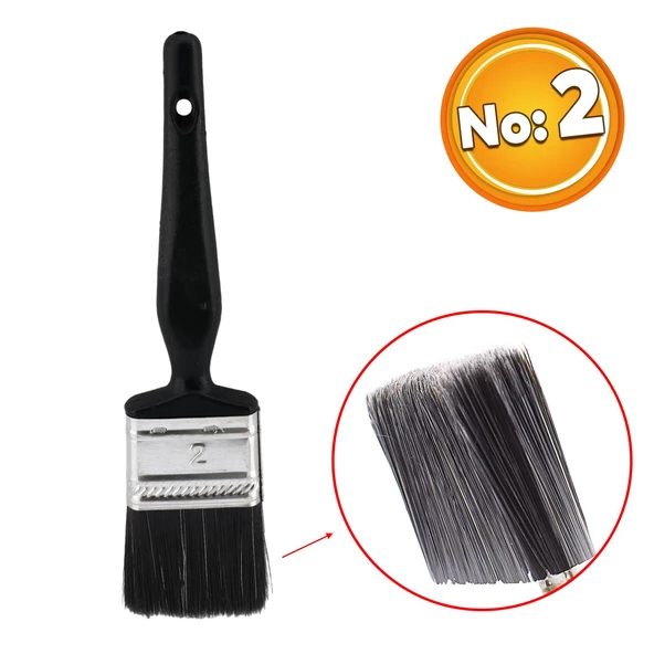 Plastik Saplı Yağlı Boya Fırça No: 2 Resim Ressam Fırçası Hobi Sanat Duvar Metal Ahşap Boyama ürün görseli 1