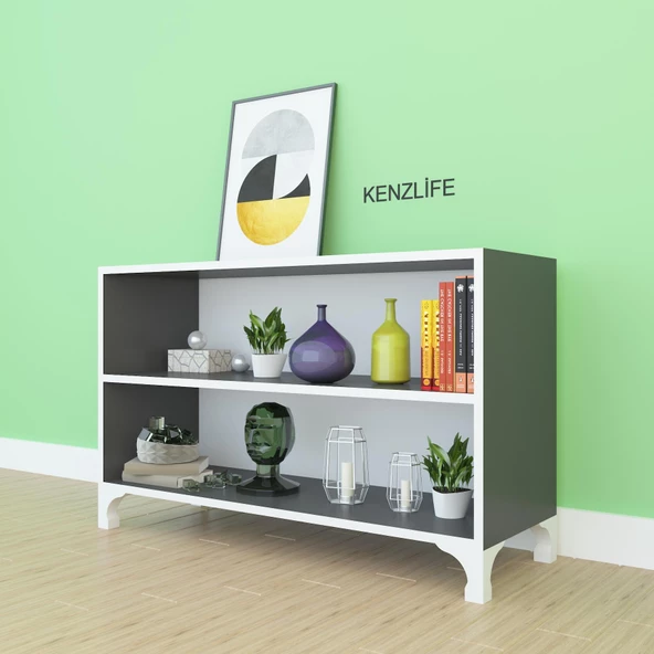 Kenzlife kitaplık tuğçe 048*090*020 gri ayaklı mutfak dolabı banyo ofis ayakkabılık kiler ürün görseli 1