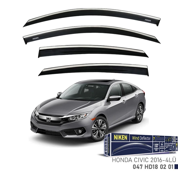 Honda Civic Kromlu Cam Rüzgarlığı Niken 2016-2021 arası ürün görseli 1