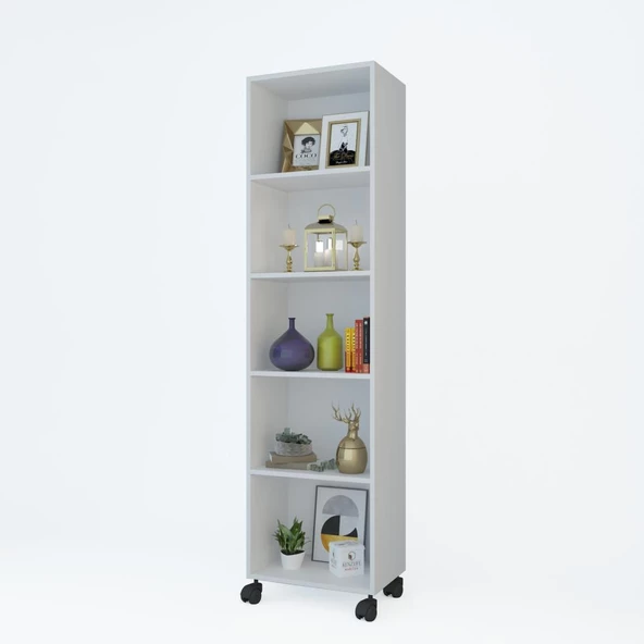 Kenzlife kitaplık beril 188*040*020 byz tekerlekli mutfak dolabı banyo ofis ayakkabılık kiler ürün görseli 1