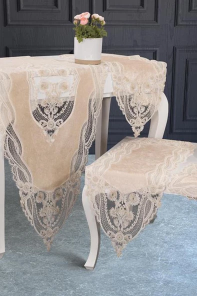 Gonca Kadife Salon Takımı 5 Parça - Resim 5