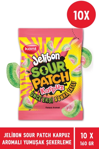 Jelibon Sour Patch Kids Karpuz Aromalı 160gr 10'lu Paket ürün görseli 1