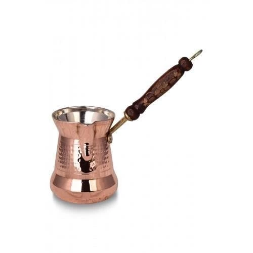Turna Bakır Sultan Cezve 1 No İnce Ahşap Kulp 2 Fincan Makine Dövme Kırmızı Turna1236-1 ürün görseli 1