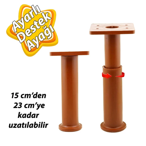 Modül Ayarlanabilir Destek Ayağı 15 X 23 Cm Kahverengi Ayak Mobilya Kanepe Baza Koltuk Ünite Ayakları ürün görseli 1