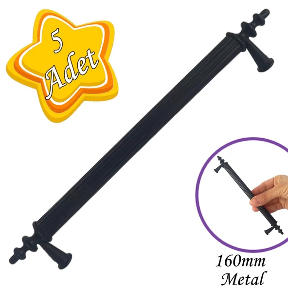 5 Adet Erciyes kulp Siyah 160 mm Kulp Mobilya Mutfak Dolabı Çekmece Dolap Kapak Kulpu Kulbu Metal Kulpları ürün görseli 1