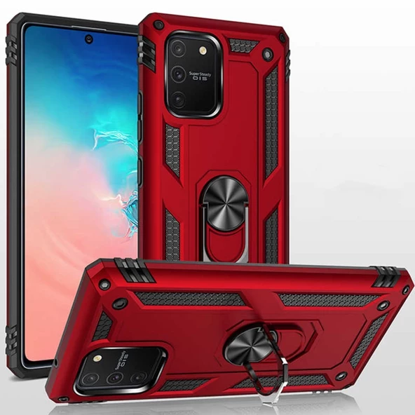 Galaxy S10 Lite - A91 Yüzüklü Standlı Manyetikli Vega Zırh Kılıf ürün görseli 1