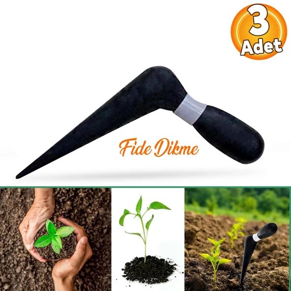 Fide Dikme Aparatı Aleti Fide Dikici Ve Sökücü Siyah Plastik 18 cm (3 Adet) ürün görseli 1