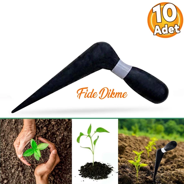 Fide Dikme Aparatı Aleti Fide Dikici Ve Sökücü Siyah Plastik 18 cm (10 Adet) ürün görseli 1