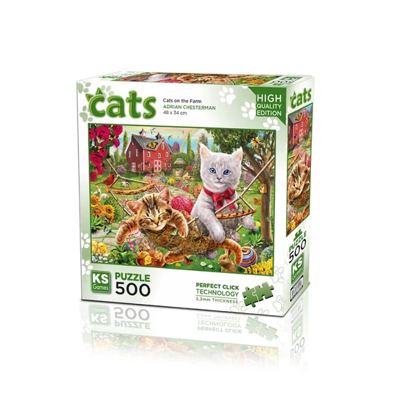 20043 Kediler Çiftlikte 500 Parça Puzzle -KS Puzzle ürün görseli 1