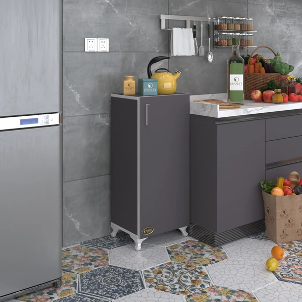 Kenzlife mutfak dolabı mine 088*030*032 gri kapaklı ayaklı banyo evrak ofis kitaplık ayakkabılık kiler ürün görseli 1