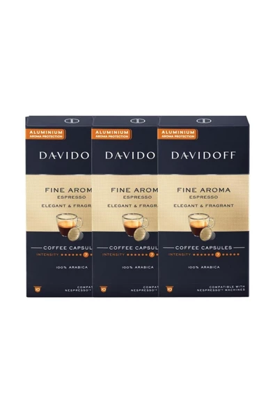 Davidoff Fıne Aroma Espresso Elegant & Fragrant Aluminium Kapsül Kahve 10'lu 3 Paket ürün görseli 1