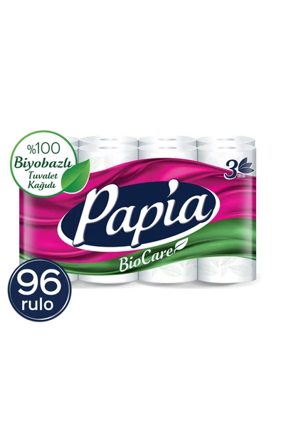 Papia Biocare Tuvalet Kağıdı 96 Rulo (16 Rulo X 6 Paket) ürün görseli 1