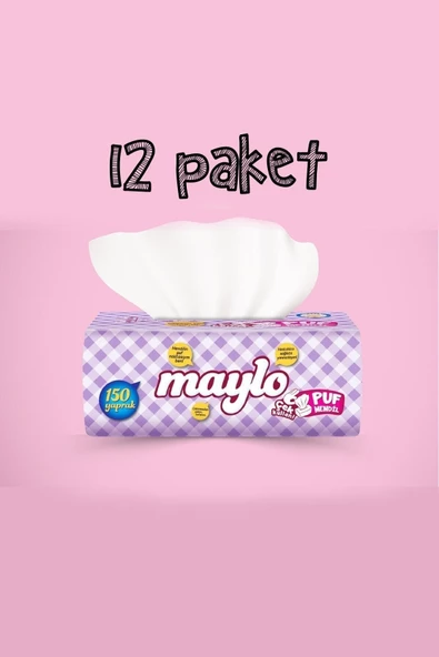 Maylo Çek Kullan Pratik Puf Mendil 150 Yaprak X 12 Adet ürün görseli 1
