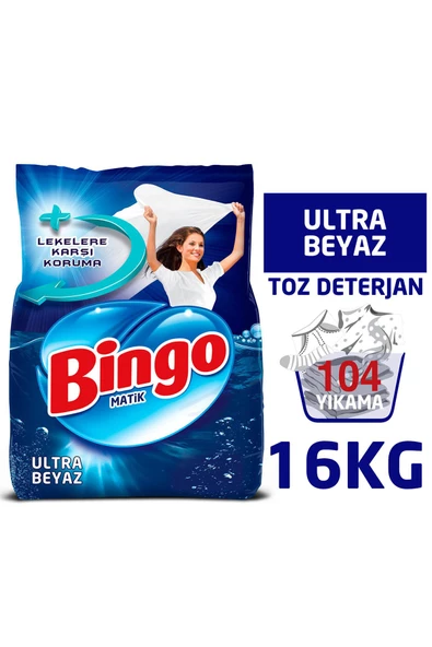 Bingo Matik Toz Çamaşır Deterjanı 4 Kg Ultra Beyaz 4'lü ürün görseli 1