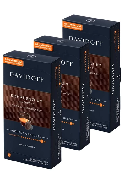 Davidoff Espresso 57 Rıstretto Dark & Chocolatey Aluminium Kapsül Kahve 3x10'lu (nespresso Uyumlu) ürün görseli 1