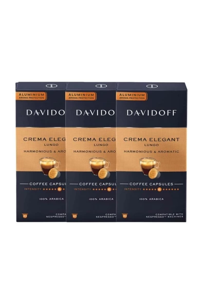 Davidoff Crema Elegant Lungo Harmonıous & Aromatıc Aluminium Kapsül Kahve 3x10 ürün görseli 1