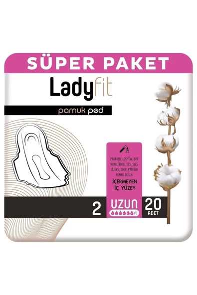 Lady Fit Ladyfit Pamuk Hijyenik Ped Uzun 20'li ürün görseli 1