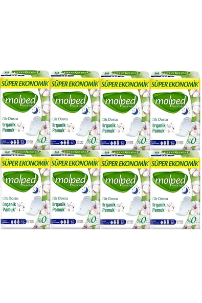 Molped Pure&soft Hijyenik Ped Süper Ekonomik Gece 16'lı 8 Adet ürün görseli 1