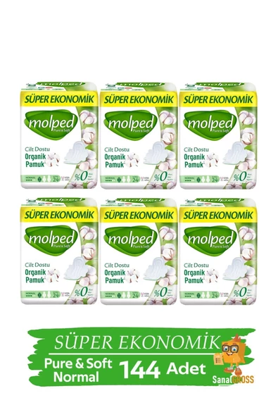 Molped Hijyenik Ped Pure & Soft Süper Eko 24'lü Normal X 6 Paket ürün görseli 1