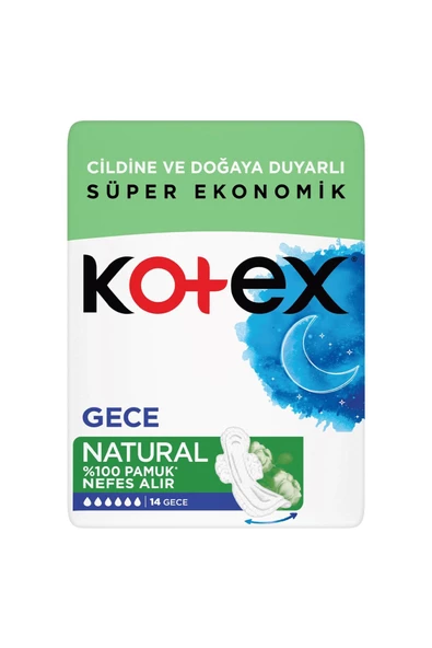 Kotex Natural Ultra Quadro Gece 14'lü ürün görseli 1