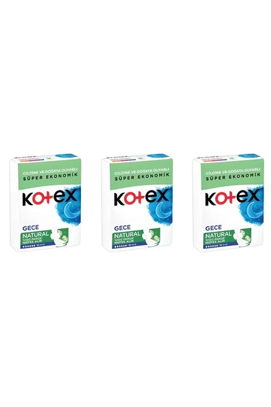 Kotex Hijyenik Ped Natural Gece 14lü X3 Adet ürün görseli 1