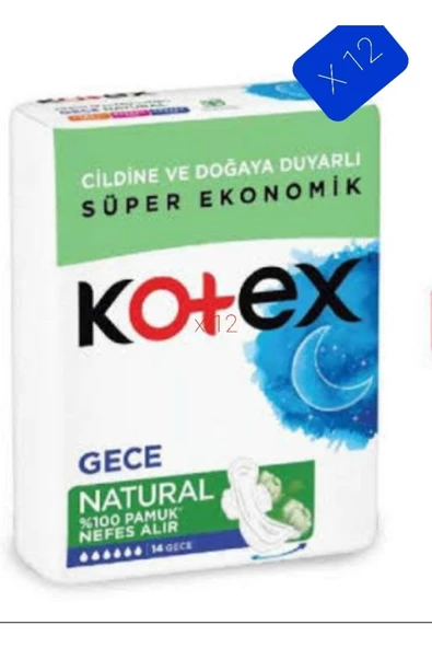 Kotex Natural Quadro Gece 14 Lü 12 Paket ürün görseli 1