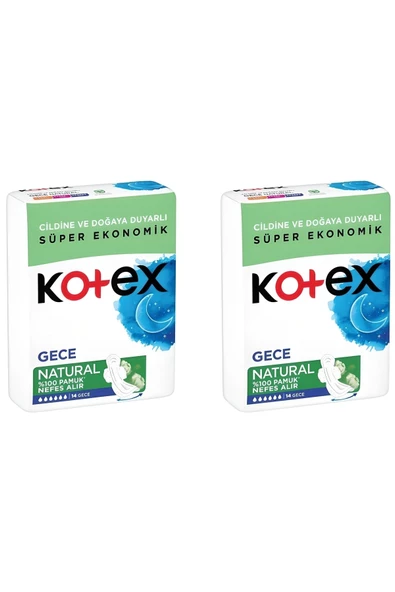 Kotex Hijyenik Ped Natural Gece 14lü X2 Adet ürün görseli 1