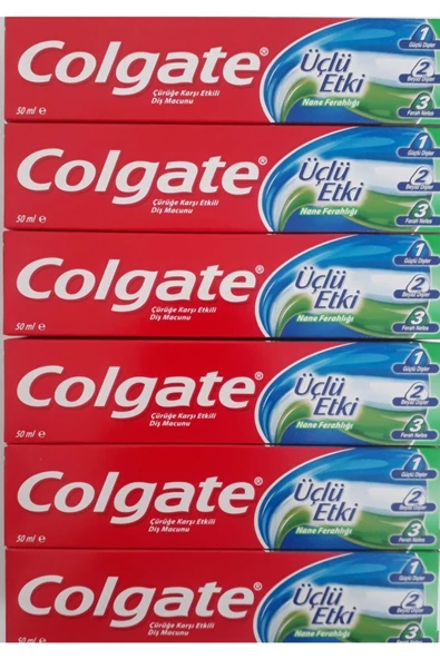 Colgate Üçlü Etkili Diş Macunu 50ml 6lı Paket ürün görseli 1