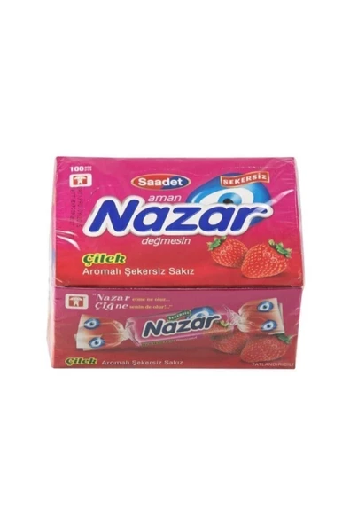 Nazar Sakız Şekersiz 100 Adet Çilek ürün görseli 1