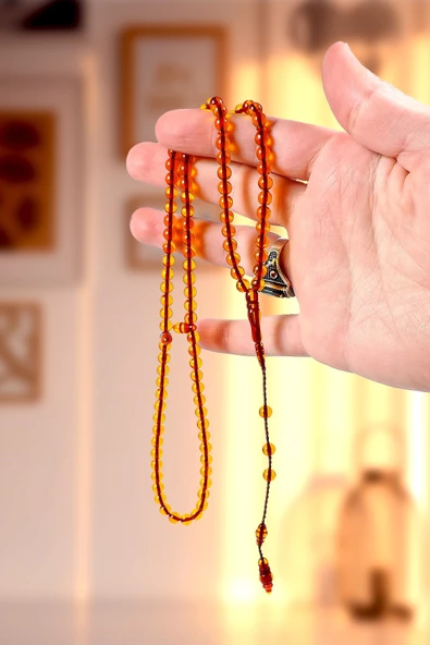 Günlük Kullanıma Uygun Sarı Renk 99'luk Namaz Tesbihi ürün görseli 1