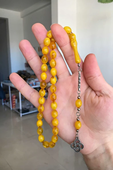 Güzel Çekimli Hareli Sarı Erkek İçin Tesbih - Resim 2